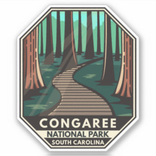Congaree Nationalpark Retro Emblem Aufkleber
