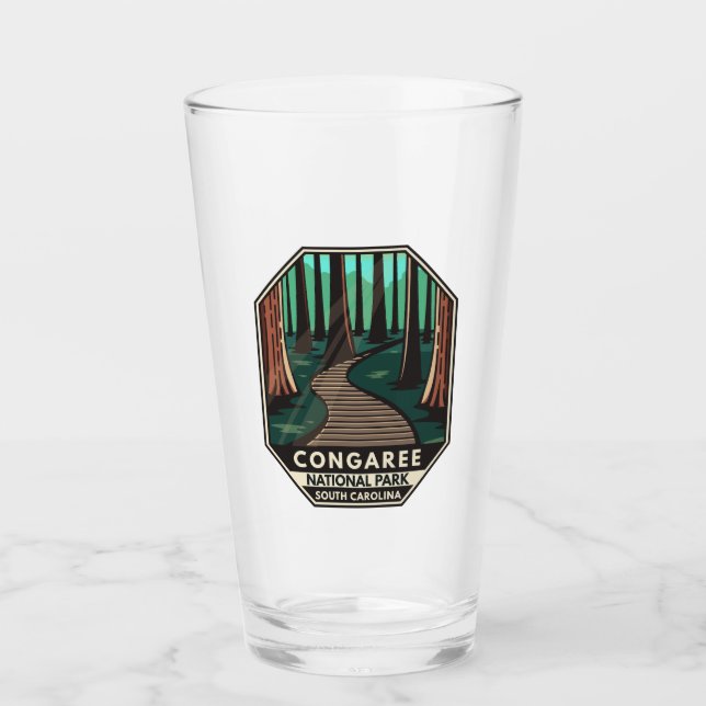 Congaree Nationalpark Retro Emblem Glas (Vorderseite)