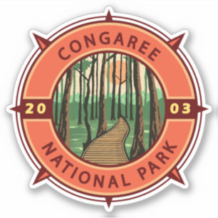 Congaree Nationalpark Retro Kompass Emblem Aufkleber