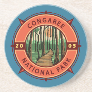 Congaree Nationalpark Retro Kompass Emblem Getränkeuntersetzer