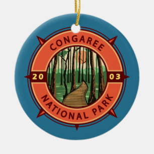Congaree Nationalpark Retro Kompass Emblem Keramik Ornament