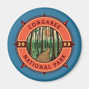 Congaree Nationalpark Retro Kompass Emblem Magnet