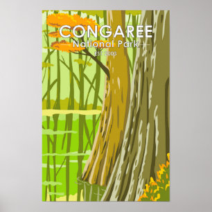 Congaree Nationalpark South Carolina Kunst Vintage Poster