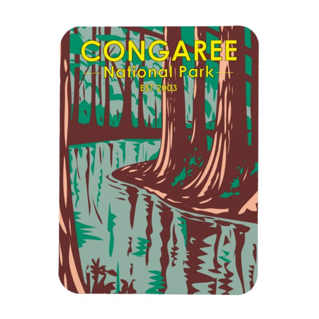 Congaree Nationalpark Süd Carolina Vintag Mag Magnet (Vertikal)