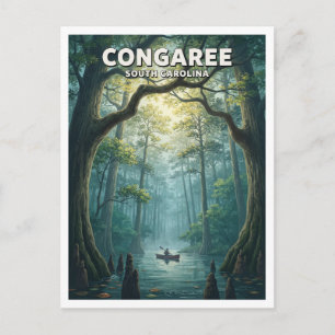 Congaree-Nationalpark-Urwald-Kronendach bei Morgen Postkarte