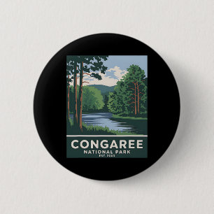 Congaree Nationalpark Vintage Camping Wandern Männ Button