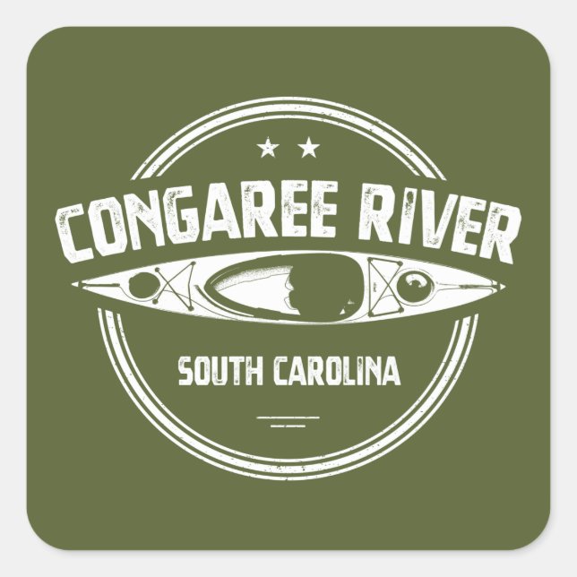 Congaree River South Carolina Kayaking Quadratischer Aufkleber (Vorderseite)