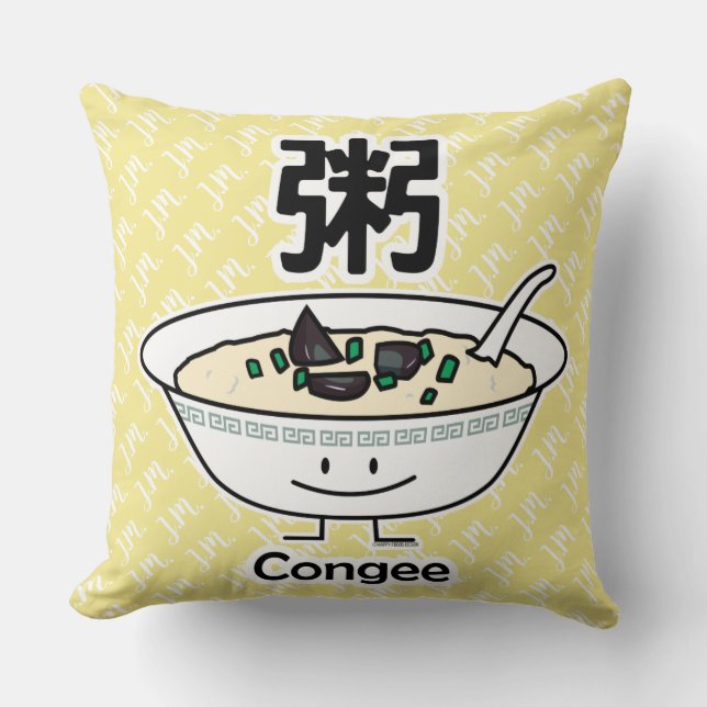 Congee Jook Reisbreimehlsuppen-Schüssel Chinesen Kissen (Vorderseite)