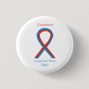 Congenital Heart Defect CHD Awareness Ribbon Butto Button
