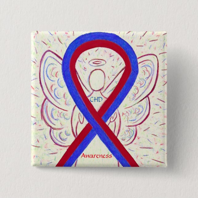 Congenital Heart Defect CHD Awareness Ribbon Butto Button (Vorderseite)