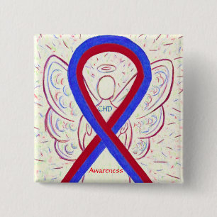 Congenital Heart Defect CHD Awareness Ribbon Butto Button