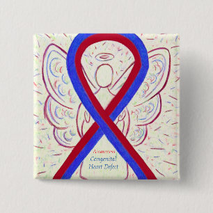 Congenital Heart Defect CHD Awareness Ribbon Butto Button