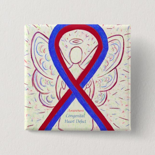 Congenital Heart Defect CHD Awareness Ribbon Butto Button (Vorderseite)