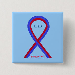 Congenital Heart Defect CHD Awareness Ribbon Butto Button