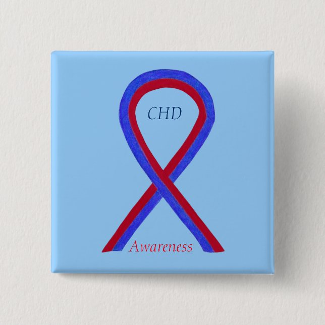 Congenital Heart Defect CHD Awareness Ribbon Butto Button (Vorderseite)