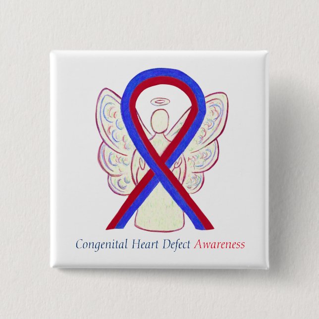 Congenital Heart Defect CHD Awareness Ribbon Butto Button (Vorderseite)