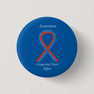 Congenital Heart Defect CHD Awareness Ribbon Butto Button