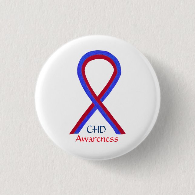 Congenital Heart Defect CHD Awareness Ribbon Butto Button (Vorderseite)
