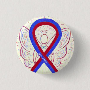 Congenital Heart Defect CHD Awareness Ribbon Butto Button