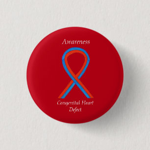 Congenital Heart Defect CHD Awareness Ribbon Butto Button