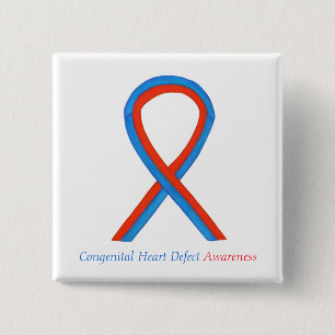 Congenital Heart Defect CHD Awareness Ribbon Butto Button