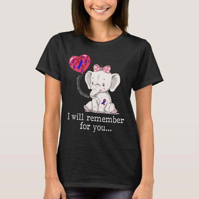 Congenital Heart Disease Awareness Elephant  T-Shirt (Vorderseite)