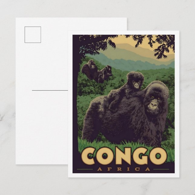 Congo Africa Vintage Travel  Postkarte (Vorne/Hinten)