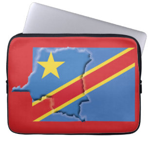 CONGO DRC Flag Map Patriotic Computer RED Laptopschutzhülle