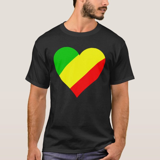 Congo Flag Heart Congo  Love Congo T-Shirt (Vorderseite)