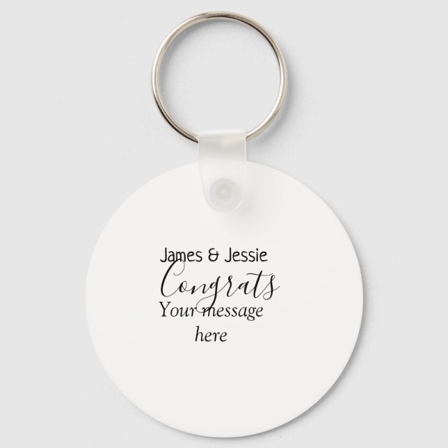 Congrats add name message wedding newly wed couple schlüsselanhänger (Vorderseite)