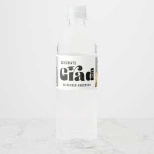 Congrats Grad Bold Typography 2 Photos Graduation Wasserflaschenetikett