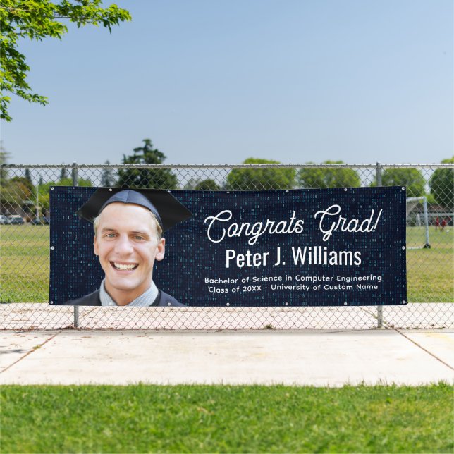 Congrats Grad Computer Binary Language Background Banner (InSitu)