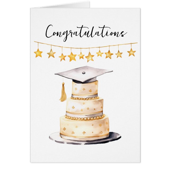 Congrats Grad Watercolor Hat and Cake (Vorne)