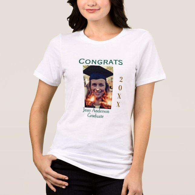 Congrats graduate green gold year 20XX namesimple Tri-Blend Shirt (Vorderseite)