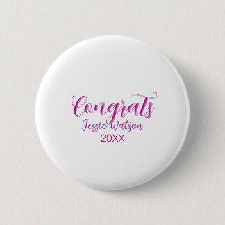 Congrats graduate pink purple name year 20XX date  Button