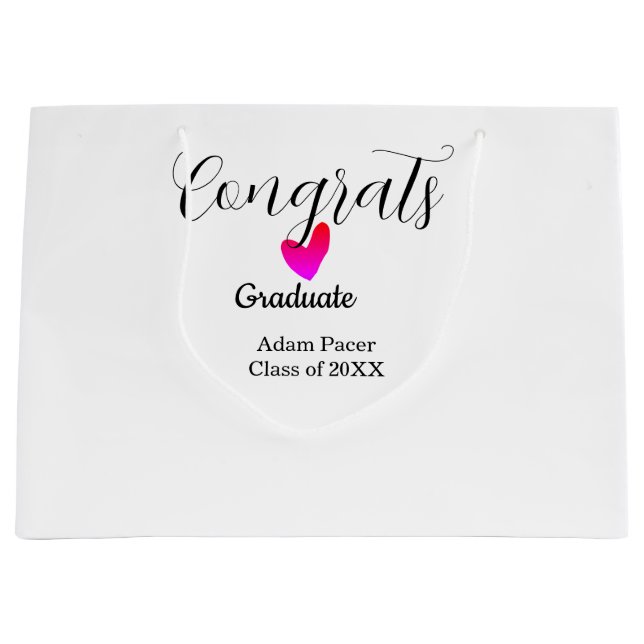 Congrats graduation name class of 20XX year heart  Große Geschenktüte (Vorderseite)