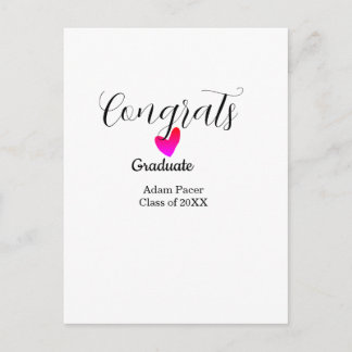 Congrats graduation name class of 20XX year heart  Postkarte