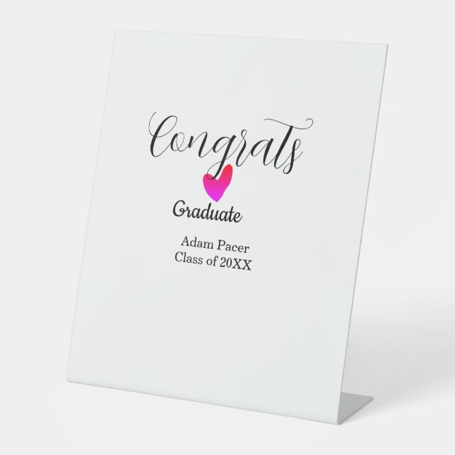 Congrats graduation name class of 20XX year heart  Sockelschild (Vorderseite)