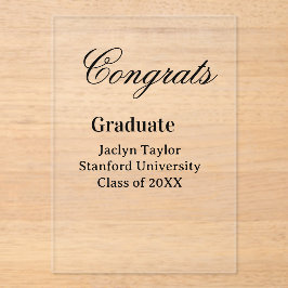 Congrats graduation name university name class of  acryleinladungen