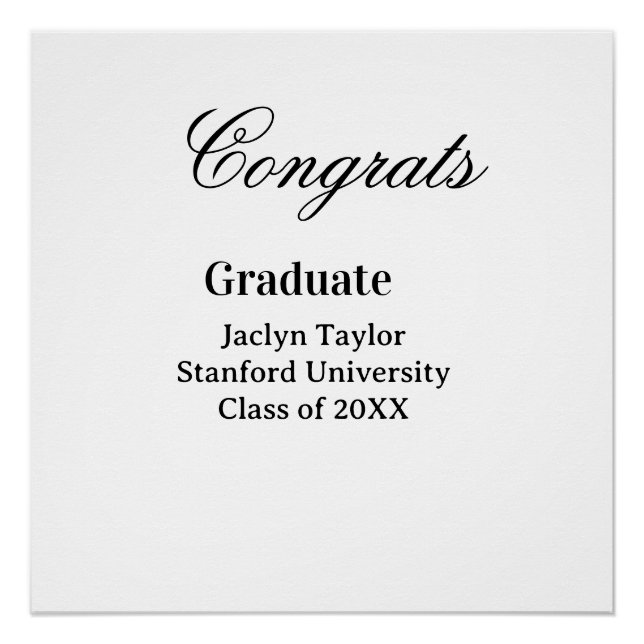 Congrats graduation name university name class of  poster (Vorderseite)