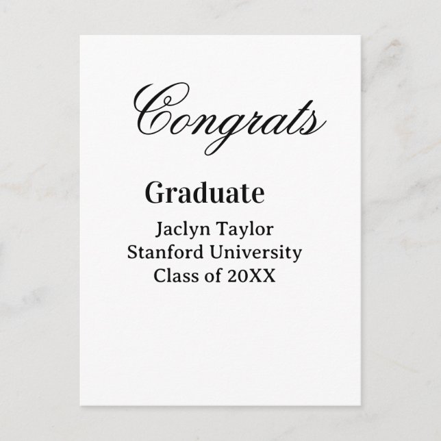 Congrats graduation name university name class of  postkarte (Vorderseite)