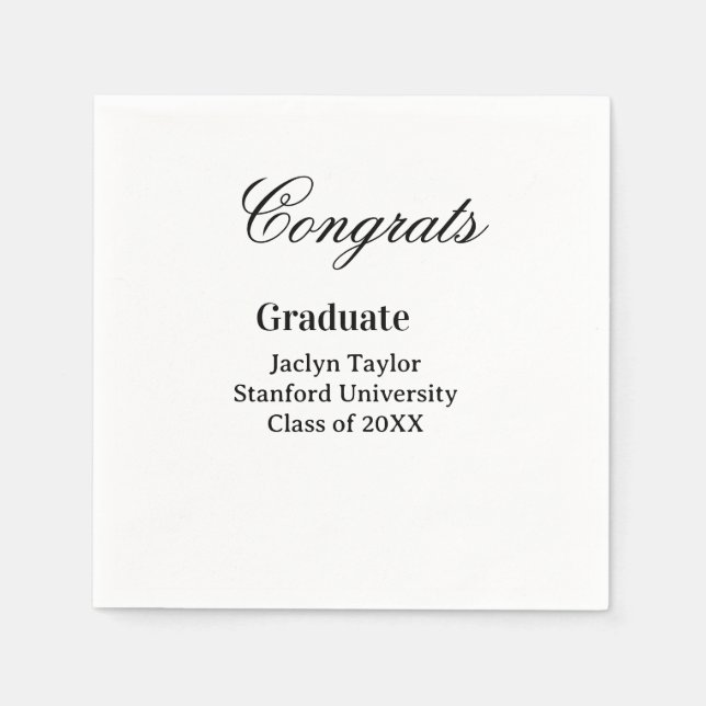Congrats graduation name university name class of  serviette (Vorderseite)