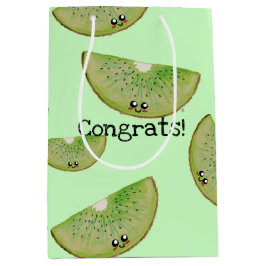Congrats! Kawaii Watercolor Kiwi Mittlere Geschenktüte