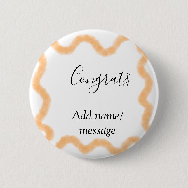 Congrats orange spiral Spanish border boho retro n Button (Vorderseite)
