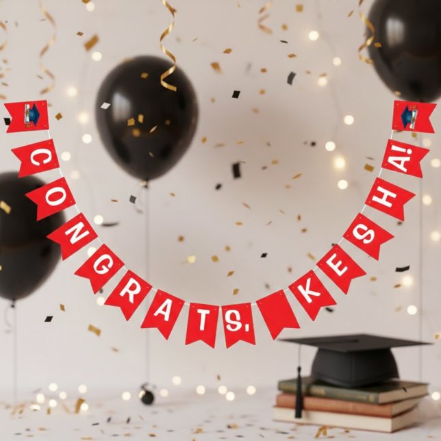 Congrats  Red Graduation Bunting Bann Wimpelkette (Von Creator hochgeladen)