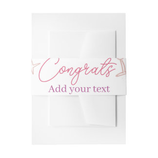 congrats wine glass stars pink pastel bold retro g einladungsbanderole