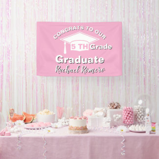 Congratulations 5th Grade Graduation Pink Banner