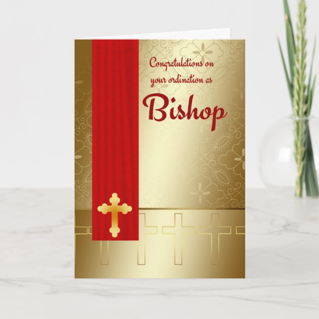 Congratulations Bishop Ordination In Red And Gold Karte (Vorderseite)