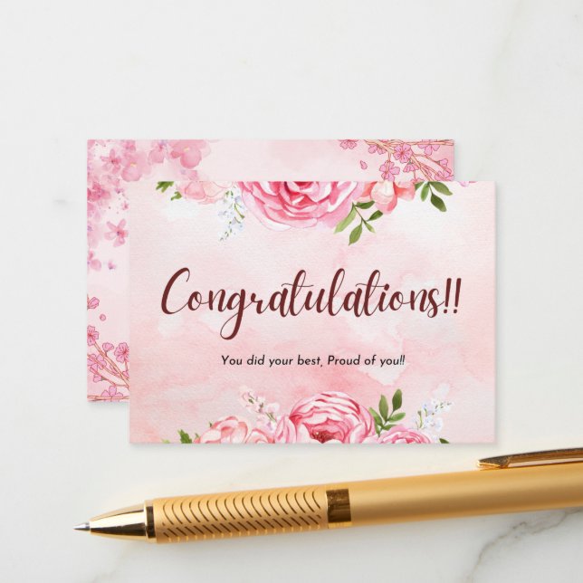 Congratulations Celebration Invitation Card Begleitkarte (Vorderseite/Rückseite Beispiel)