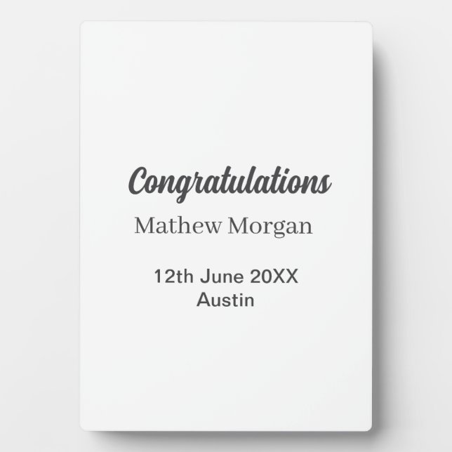 Congratulations congrats graduation name year clas fotoplatte (Vorderseite)